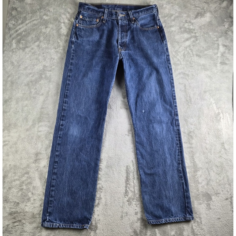 Levis 501XX Selvedge Jeans 34x34 Blue Denim Straight Fit Button Fly 100% Cotton